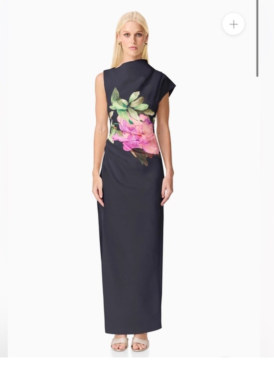 Elliatt Dresses & Skirts - elliatt azelie black & pink floral asymmetrical satin draped gown dress XS NEW